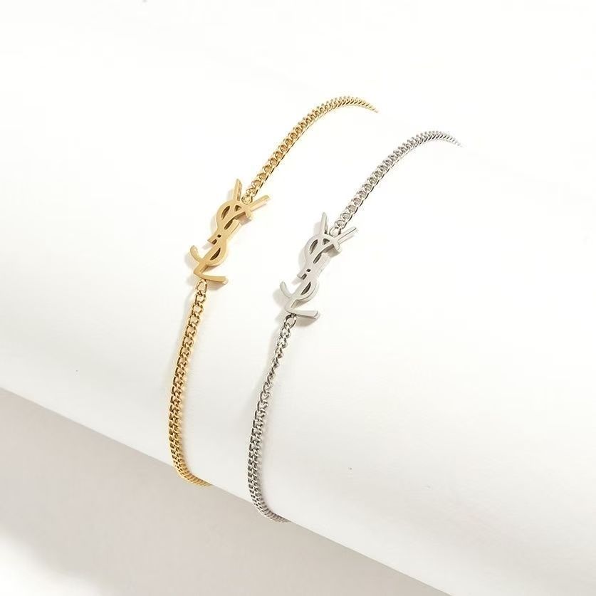 Fashion chain-embellished titanium steel women's Bracelet