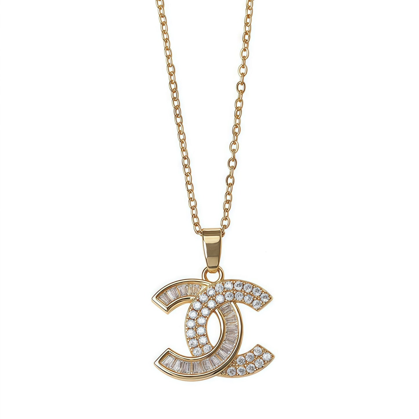 Fashionable titanium steel crystal necklace