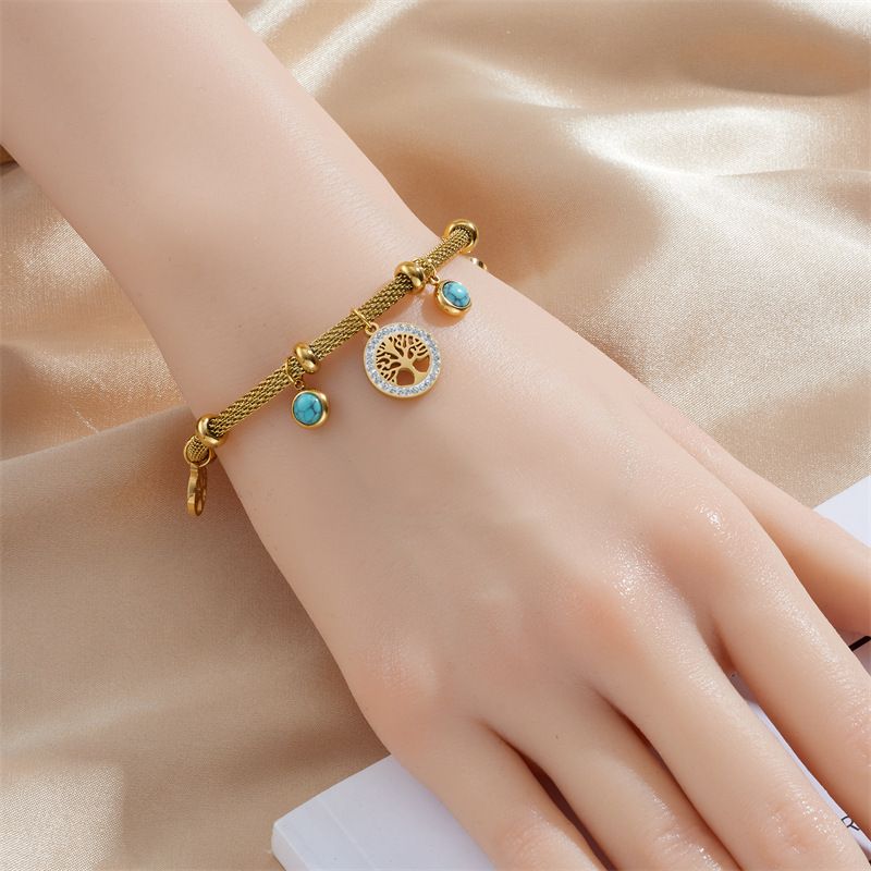 Vintage Hollow Titanium Steel Lucky Tree Bracelet