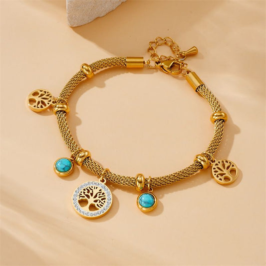 Vintage Hollow Titanium Steel Lucky Tree Bracelet